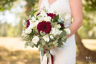Burgundy and White Bridal Bouquet