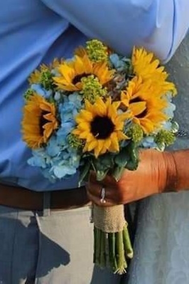 Sunflower and Hydrangea Bridal Bouquet