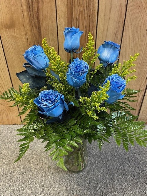LIGHT BLUE ROSE HALF DOZEN
