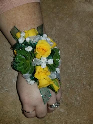 Succulent & Spray Roses Wrist Corsage